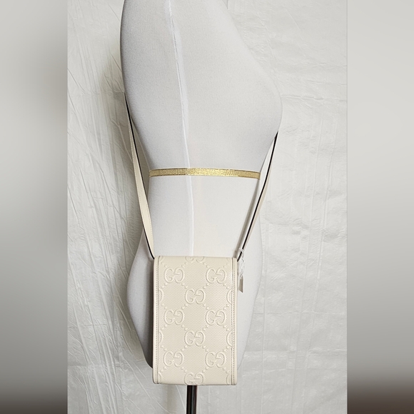 GUCCI Like new Flap Crossbody Bag GG Embossed Perforated Leather Mini - Picture 6 of 16